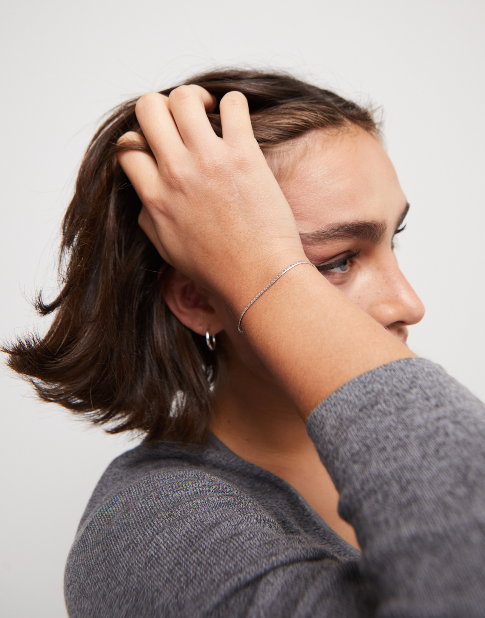 Flat snake chain bracelet, Silver, large thumbnail